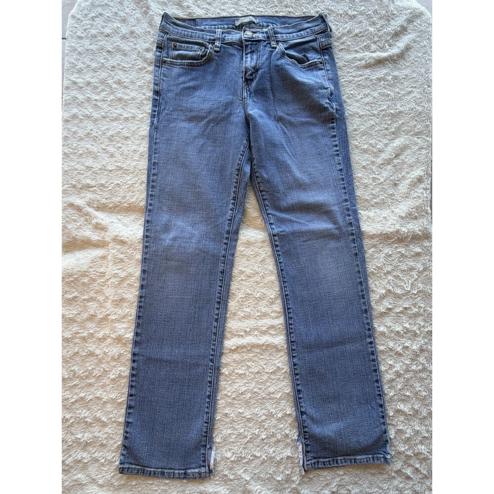 Levi’s 505 Straight Jeans Women’s Regular Wash Blue Denim Distressed Stretch 6